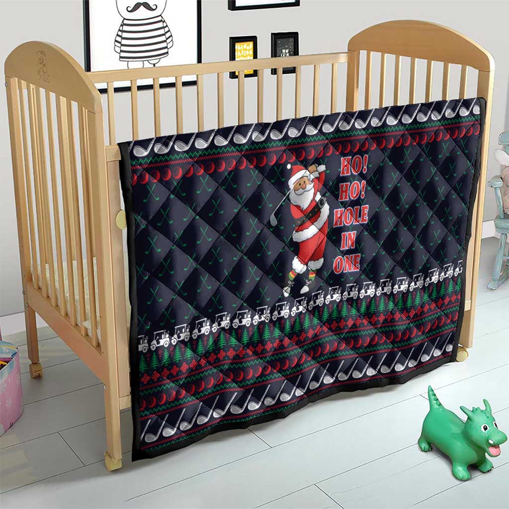 Santa Hole in One Christmas Quilt with Golf Clubs and Festive Pattern - Wonder Print Shop