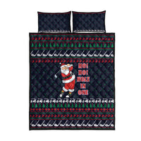 Santa Hole in One Christmas Quilt Bed Set with Golf Clubs and Festive Pattern - Wonder Print Shop