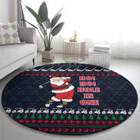 Santa Hole in One Christmas Round Carpet with Golf Clubs and Festive Pattern - Wonder Print Shop