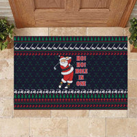 Santa Hole in One Christmas Rubber Doormat with Golf Clubs and Festive Pattern - Wonder Print Shop