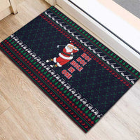 Santa Hole in One Christmas Rubber Doormat with Golf Clubs and Festive Pattern - Wonder Print Shop