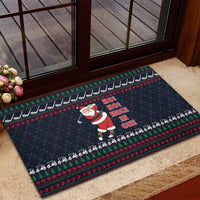 Santa Hole in One Christmas Rubber Doormat with Golf Clubs and Festive Pattern - Wonder Print Shop