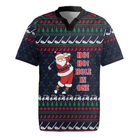 Santa Hole in One Christmas Rugby Jersey with Golf Clubs and Festive Pattern - Wonder Print Shop