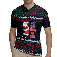 Santa Hole in One Christmas Rugby Jersey with Golf Clubs and Festive Pattern - Wonder Print Shop