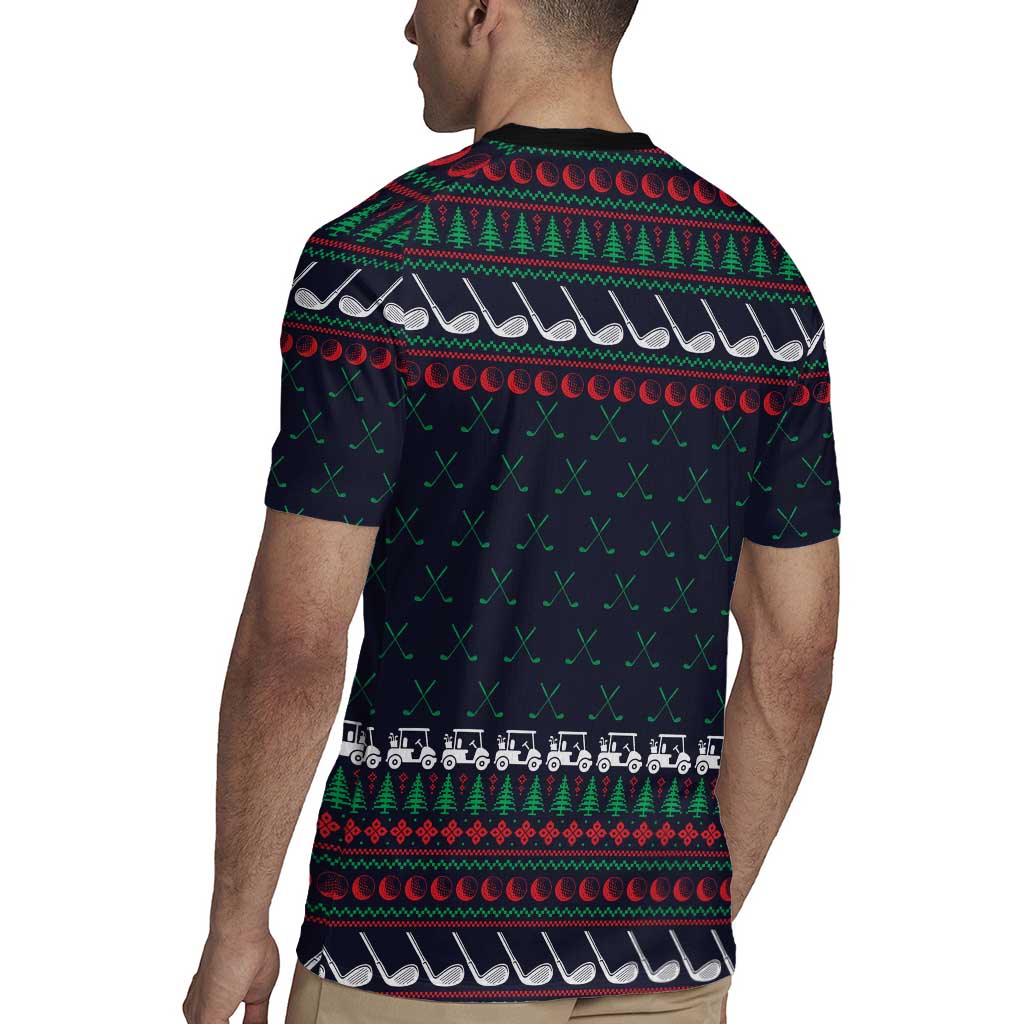 Santa Hole in One Christmas Rugby Jersey with Golf Clubs and Festive Pattern - Wonder Print Shop