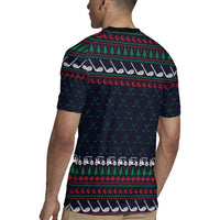 Santa Hole in One Christmas Rugby Jersey with Golf Clubs and Festive Pattern - Wonder Print Shop