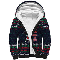 Santa Hole in One Christmas Sherpa Hoodie with Golf Clubs and Festive Pattern - Wonder Print Shop