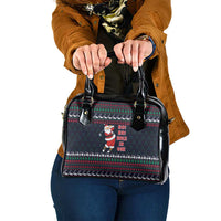 Santa Hole in One Christmas Shoulder Handbag with Golf Clubs and Festive Pattern - Wonder Print Shop