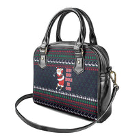 Santa Hole in One Christmas Shoulder Handbag with Golf Clubs and Festive Pattern - Wonder Print Shop