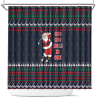 Santa Hole in One Christmas Shower Curtain with Golf Clubs and Festive Pattern - Wonder Print Shop