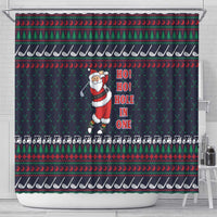 Santa Hole in One Christmas Shower Curtain with Golf Clubs and Festive Pattern - Wonder Print Shop