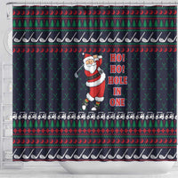 Santa Hole in One Christmas Shower Curtain with Golf Clubs and Festive Pattern - Wonder Print Shop