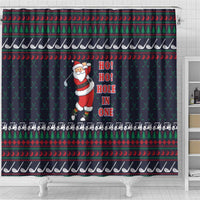 Santa Hole in One Christmas Shower Curtain with Golf Clubs and Festive Pattern - Wonder Print Shop