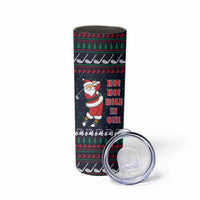 Santa Hole in One Christmas Skinny Tumbler with Golf Clubs and Festive Pattern - Wonder Print Shop