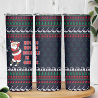 Santa Hole in One Christmas Skinny Tumbler with Golf Clubs and Festive Pattern - Wonder Print Shop