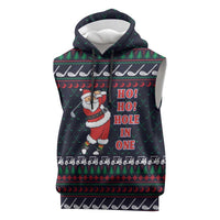 Santa Hole in One Christmas Sleeveless Hoodie with Golf Clubs and Festive Pattern - Wonder Print Shop