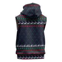 Santa Hole in One Christmas Sleeveless Hoodie with Golf Clubs and Festive Pattern - Wonder Print Shop