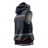 Santa Hole in One Christmas Sleeveless Hoodie with Golf Clubs and Festive Pattern - Wonder Print Shop