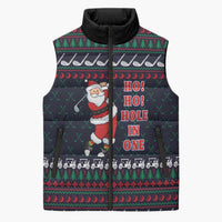Santa Hole in One Christmas Sleeveless Puffer Jacket with Golf Clubs and Festive Pattern - Wonder Print Shop