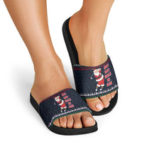 Santa Hole in One Christmas Slide Sandals with Golf Clubs and Festive Pattern - Wonder Print Shop