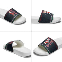 Santa Hole in One Christmas Slide Sandals with Golf Clubs and Festive Pattern - Wonder Print Shop