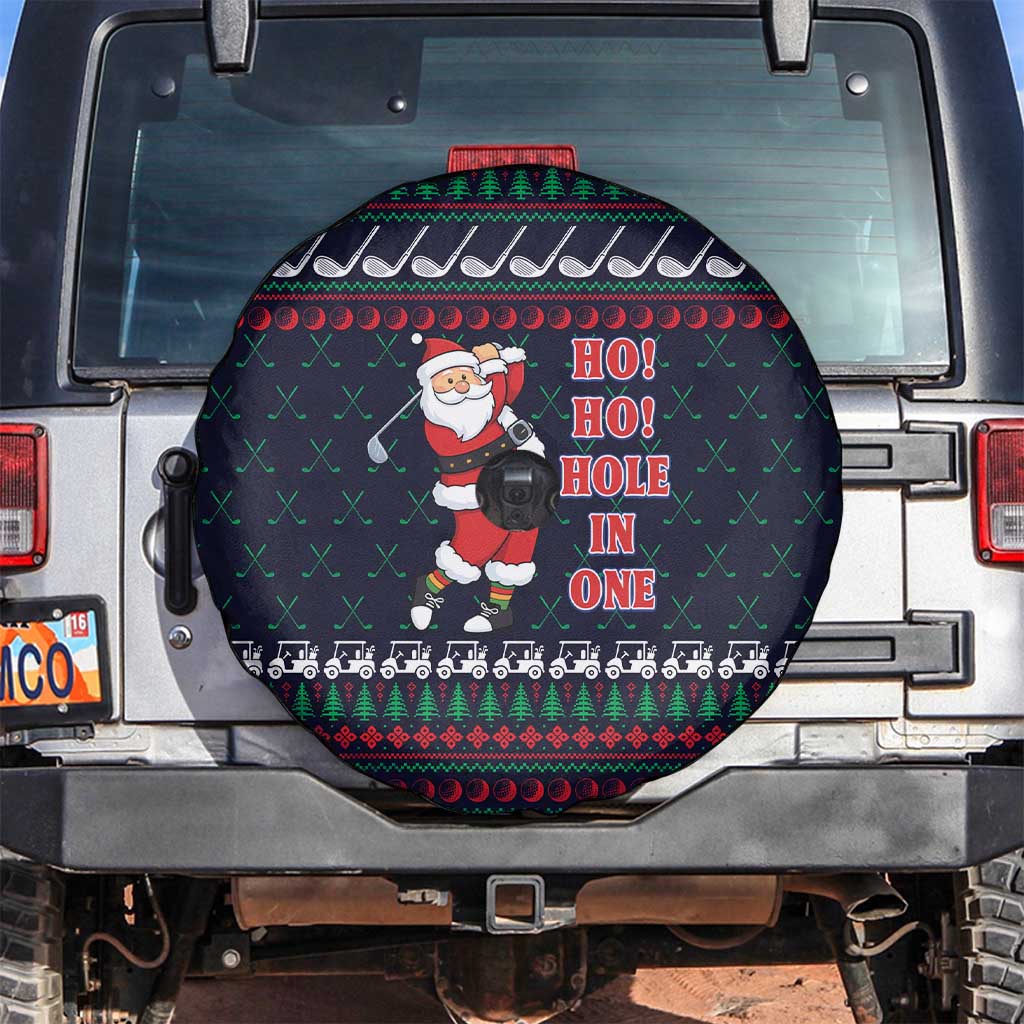 Santa Hole in One Christmas Spare Tire Cover with Golf Clubs and Festive Pattern - Wonder Print Shop