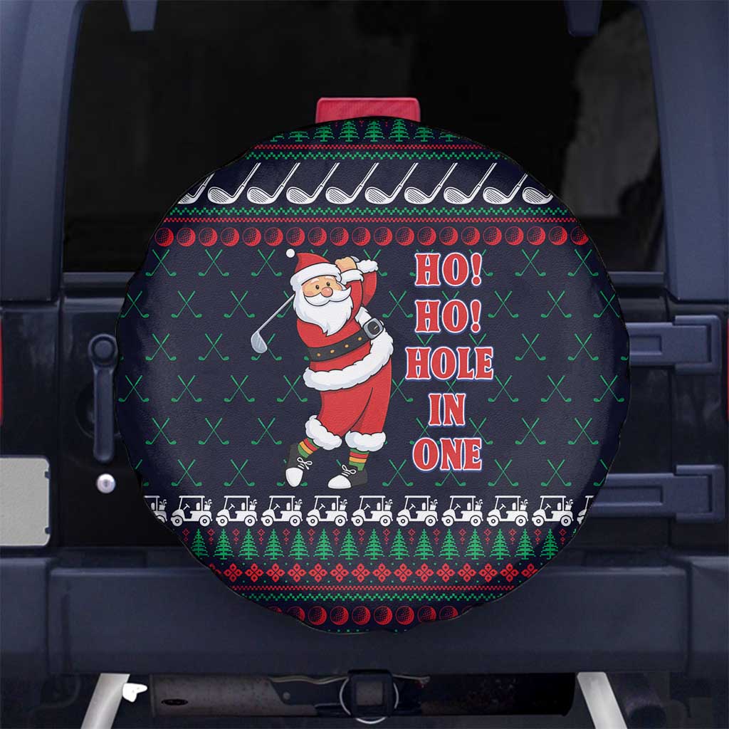 Santa Hole in One Christmas Spare Tire Cover with Golf Clubs and Festive Pattern - Wonder Print Shop