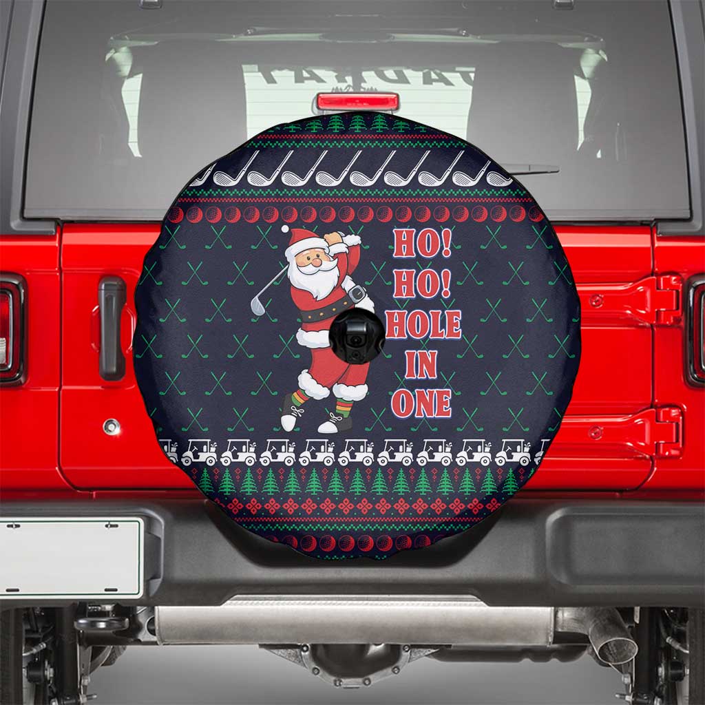 Santa Hole in One Christmas Spare Tire Cover with Golf Clubs and Festive Pattern - Wonder Print Shop