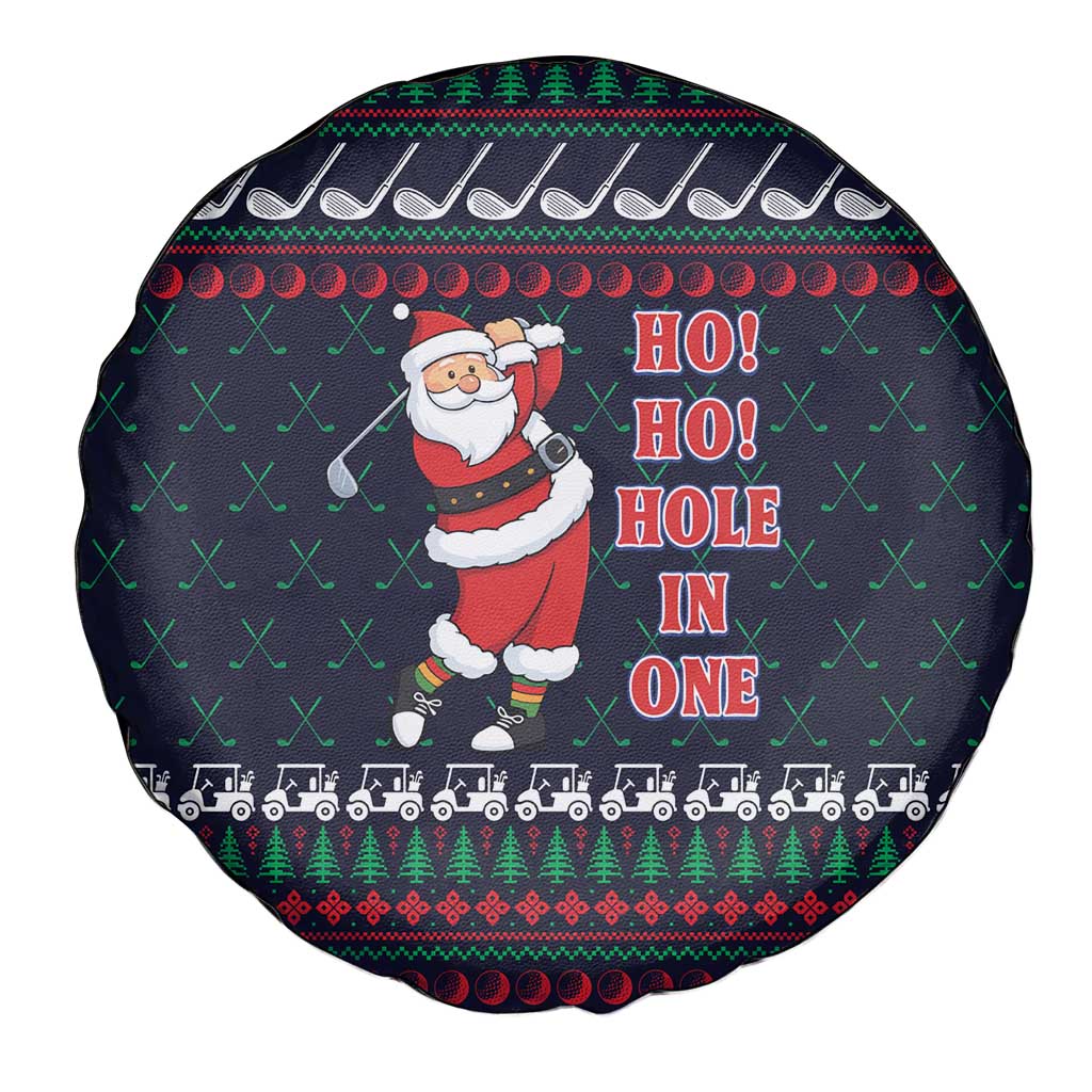 Santa Hole in One Christmas Spare Tire Cover with Golf Clubs and Festive Pattern - Wonder Print Shop