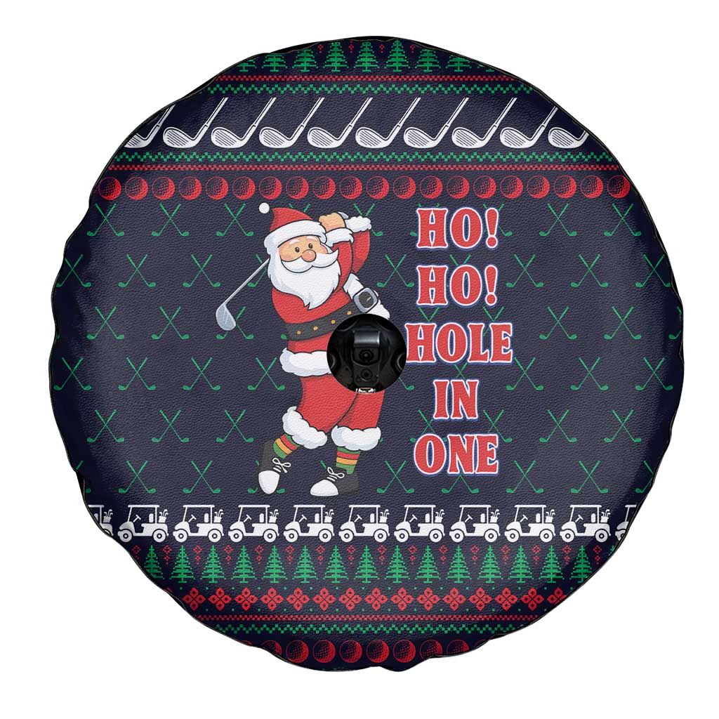 Santa Hole in One Christmas Spare Tire Cover with Golf Clubs and Festive Pattern - Wonder Print Shop