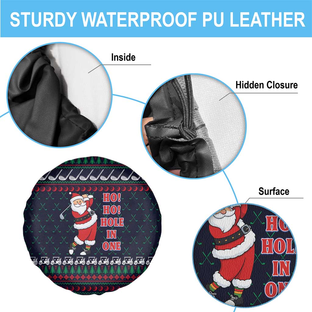 Santa Hole in One Christmas Spare Tire Cover with Golf Clubs and Festive Pattern - Wonder Print Shop