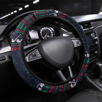 Santa Hole in One Christmas Steering Wheel Cover with Golf Clubs and Festive Pattern - Wonder Print Shop