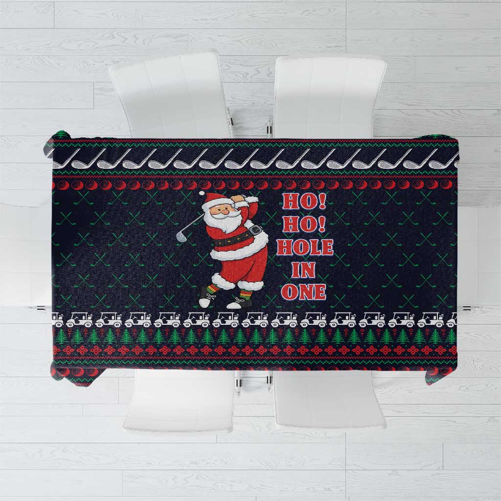 Santa Hole in One Christmas Tablecloth with Golf Clubs and Festive Pattern - Wonder Print Shop