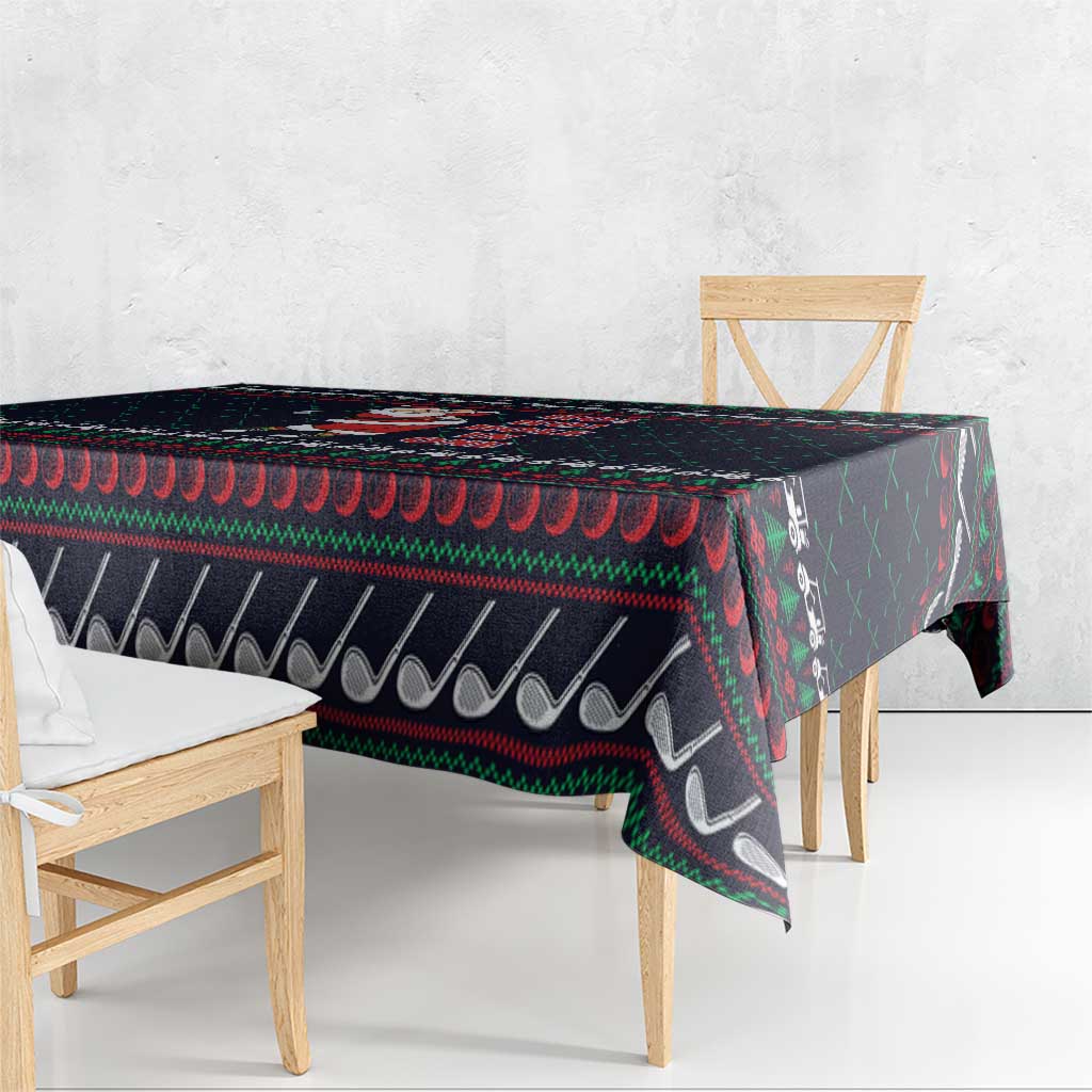 Santa Hole in One Christmas Tablecloth with Golf Clubs and Festive Pattern - Wonder Print Shop