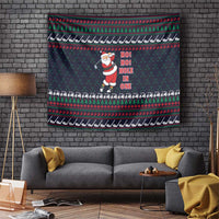Santa Hole in One Christmas Tapestry with Golf Clubs and Festive Pattern - Wonder Print Shop