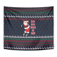 Santa Hole in One Christmas Tapestry with Golf Clubs and Festive Pattern - Wonder Print Shop
