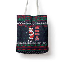 Santa Hole in One Christmas Tote Bag with Golf Clubs and Festive Pattern - Wonder Print Shop