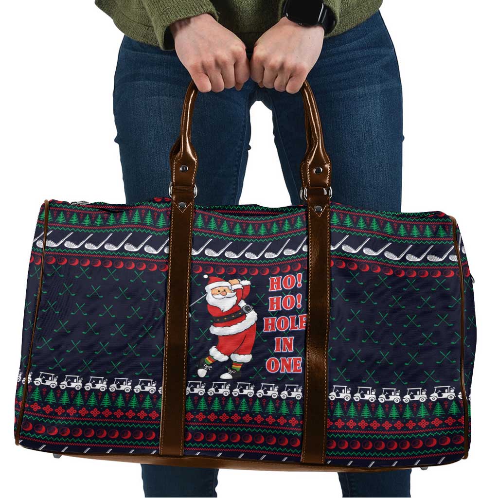 Santa Hole in One Christmas Travel Bag with Golf Clubs and Festive Pattern - Wonder Print Shop