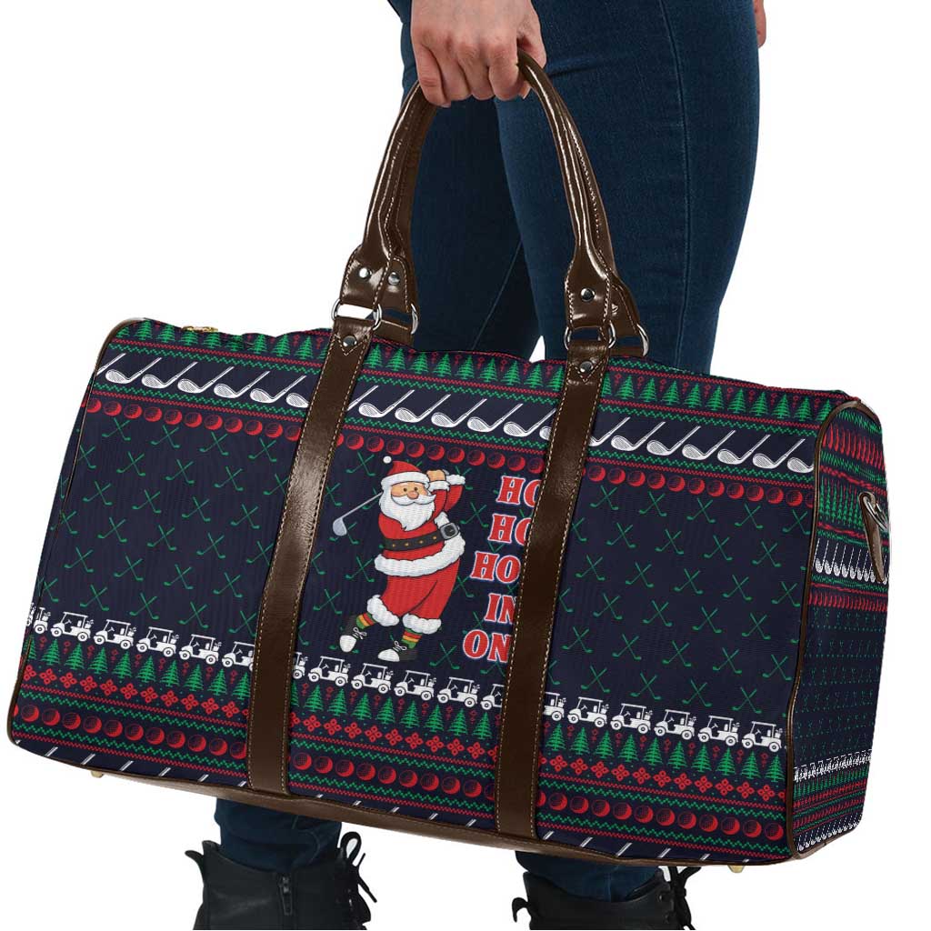 Santa Hole in One Christmas Travel Bag with Golf Clubs and Festive Pattern - Wonder Print Shop