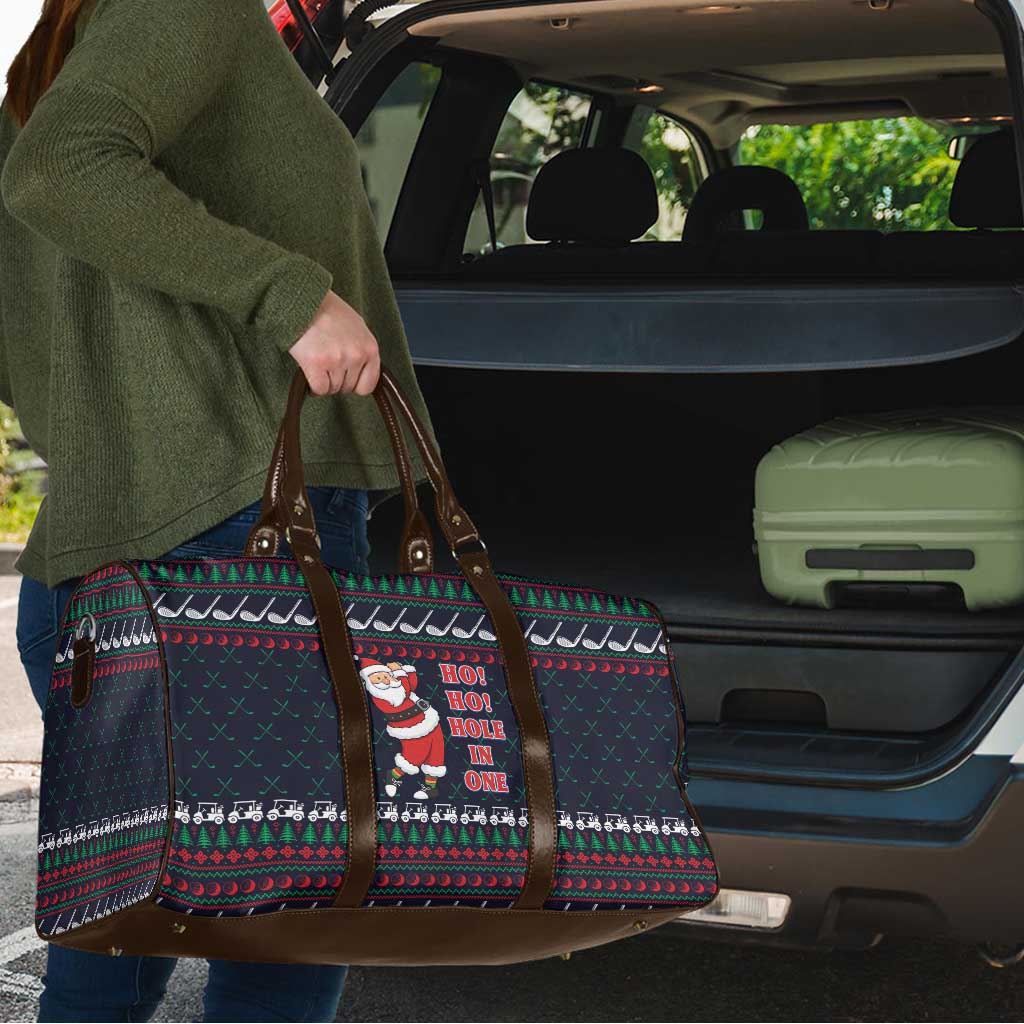 Santa Hole in One Christmas Travel Bag with Golf Clubs and Festive Pattern - Wonder Print Shop