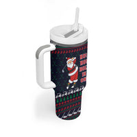 Santa Hole in One Christmas Tumbler With Handle with Golf Clubs and Festive Pattern - Wonder Print Shop