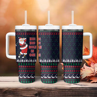 Santa Hole in One Christmas Tumbler With Handle with Golf Clubs and Festive Pattern - Wonder Print Shop