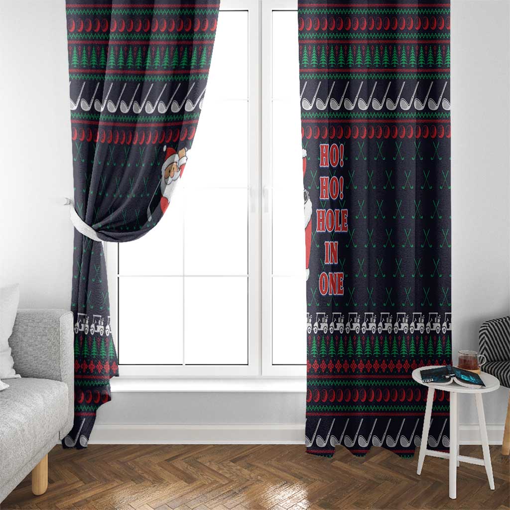 Santa Hole in One Christmas Window Curtain with Golf Clubs and Festive Pattern - Wonder Print Shop