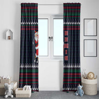 Santa Hole in One Christmas Window Curtain with Golf Clubs and Festive Pattern - Wonder Print Shop