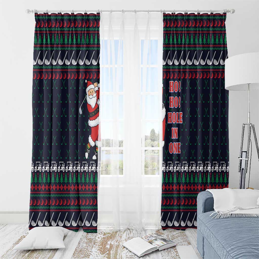 Santa Hole in One Christmas Window Curtain with Golf Clubs and Festive Pattern - Wonder Print Shop