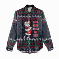 Santa Hole in One Christmas Women Casual Shirt with Golf Clubs and Festive Pattern - Wonder Print Shop