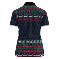 Santa Hole in One Christmas Women Polo Shirt with Golf Clubs and Festive Pattern - Wonder Print Shop