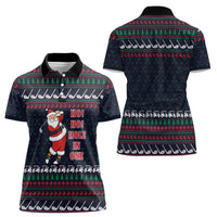 Santa Hole in One Christmas Women Polo Shirt with Golf Clubs and Festive Pattern - Wonder Print Shop