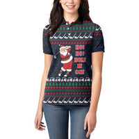 Santa Hole in One Christmas Women Polo Shirt with Golf Clubs and Festive Pattern - Wonder Print Shop