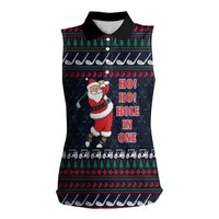Santa Hole in One Christmas Women Sleeveless Polo Shirt with Golf Clubs and Festive Pattern - Wonder Print Shop